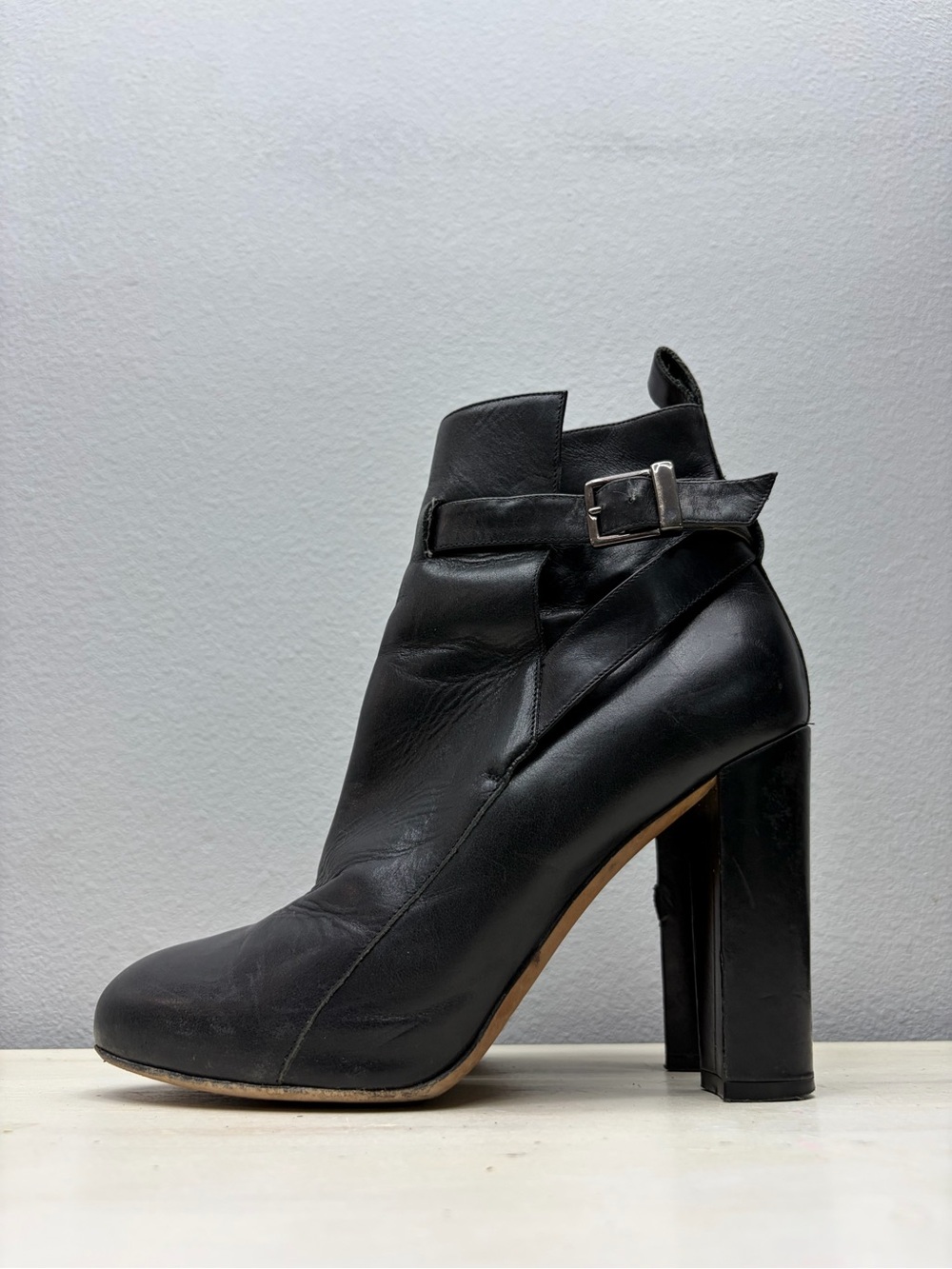 Emerson Frye Black Leather Heeled Ankle Boots Size 39